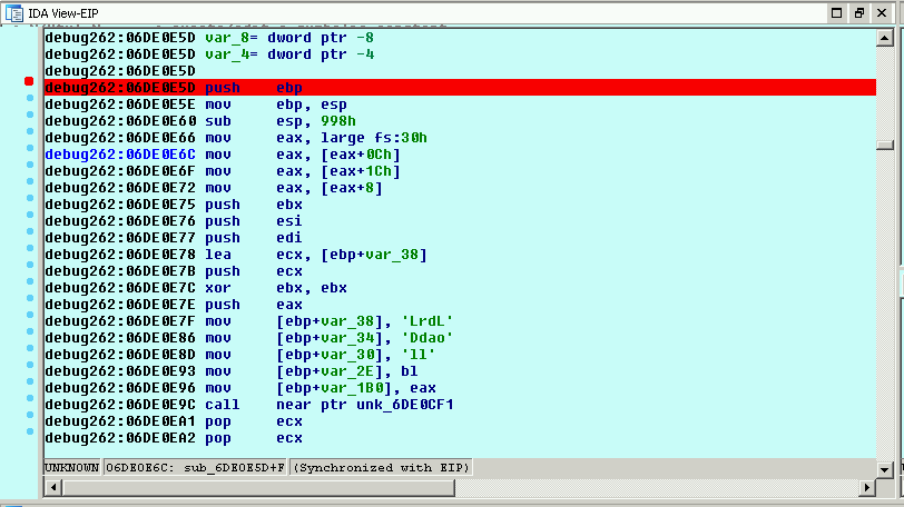 IDA Pro Memory - Disassemble Shellcode Entry Point