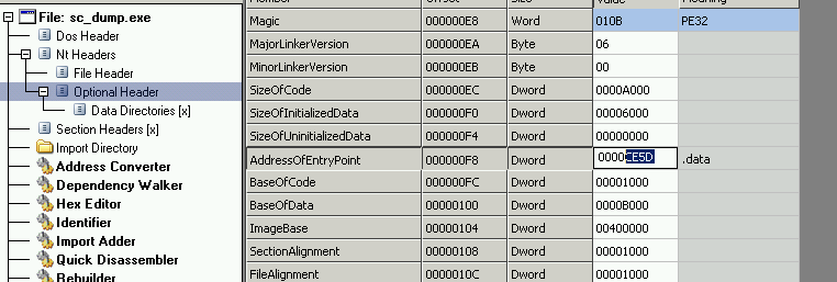 CFF Explorer - Modify Entry Point